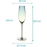 Intirilife 2x Champagner Glas mit Regenbogen Schimmer und Wellenform - 200 ml Füllmenge - Sekt Prosecco Glas Spülmaschinenfest Kristallglas stoßfest