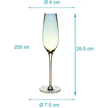 Intirilife 2x Champagner Glas mit Regenbogen Schimmer und Wellenform - 200 ml Füllmenge - Sekt Prosecco Glas Spülmaschinenfest Kristallglas stoßfest