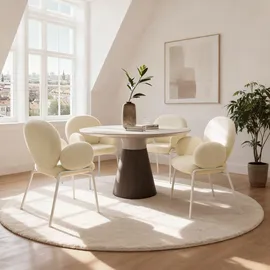 Tectake Esszimmerstuhl Scandi Bouclé creme 4er Set