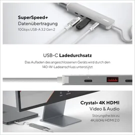 Linq 5in1 Pro USB-C Multiport Hub | Space Grey-White