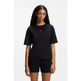 hugo underwear T-Shirt "Signature", Damen, Gr. L, schwarz (schwarz 001), Jersey, Obermaterial: 48% Baumwolle, 48% Modal, 4% Elasthan, Rundhals, Shirts T-Shirt, normale Passofrm, Rundhals