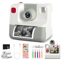 Kinderkamera,1080P Sofortbildkamera Kinder Fotokamera mit 3 Rollen Druckpapier & 32GB Karte, DigitalKamera Geschenk für 3-12 Jahre (Weiß)