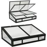 Baumarktplus Frühbeetaufsatz aus Holz 120x80cm Gewächshaus für Hochbeet schwarz
