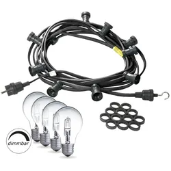 SATISFIRE Illu- Party Garten Außenlichterkette 10m 10x dimmbare Halogenlampen