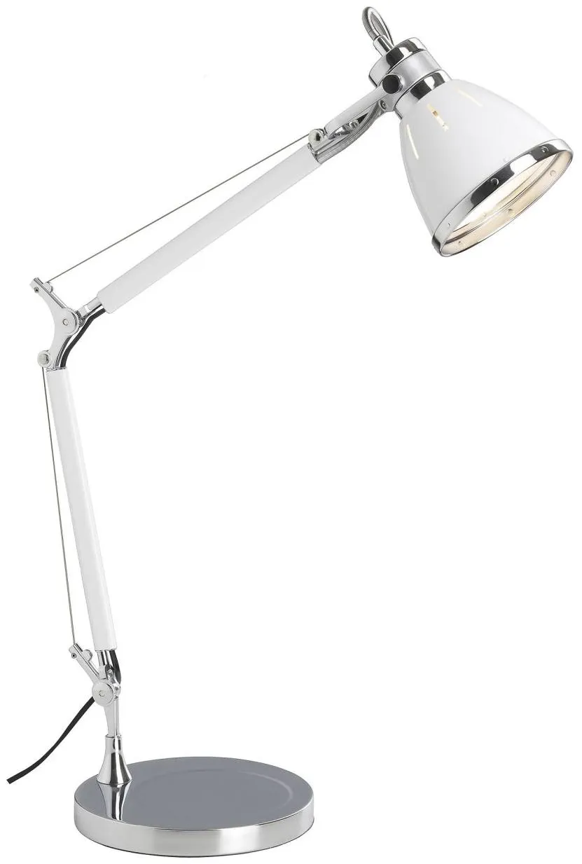 BRILLIANT Lampe Octavia Tischleuchte chrom/weiß   1x A60, E27, 40W, geeignet für Normallampen (nicht enthalten)   Mit Schnurzwischenschalter