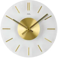 AMS Wanduhr W9319 4,0 goldfarben/weiß