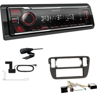 EHO Kenwood KMM-BT408DAB 1-DIN Digital Media Receiver Autoradio DAB+ Bluetooth USB Einbauset für Seat Mii ab 2011 schwarz