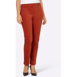Samthose CREATION L, Damen, Gr. 42, Normalgrößen, rot (rostrot), 98% Baumwolle, 2% Elasthan, unifarben, lang, Hosen