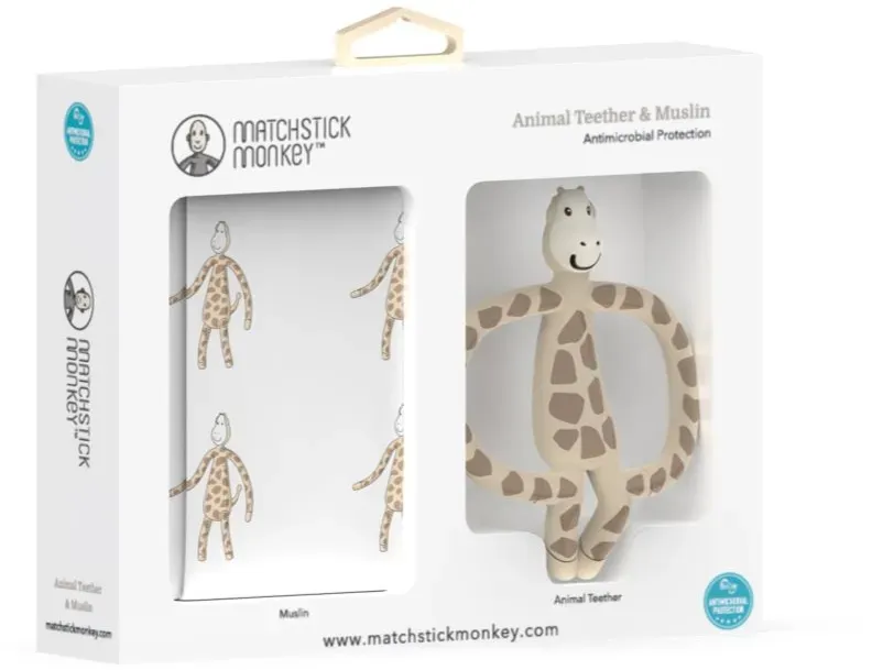 Matchstick Monkey Animal Teether & Muslin Giraffe Geschenkset (für Kinder)