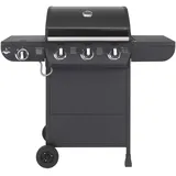 Gasgrill Columbus von EL Fuego® 3 + 1 Brenner Grill Smoker Grillwagen BBQ, inkl. Seitenbrenner, verchromter Warmhalterost, Brenner aus Edelstahl, auf Rädern AY 562