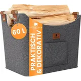 black-oak Montana XL Holzkorb Filz 60L grau