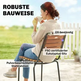 Outsunny Gartenstuhl 2er Set 47 x 61 x 81 cm beige wetterfest/stapelbar