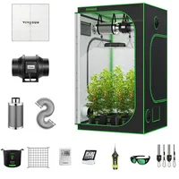 VIVOSUN Growzelt Komplettset 120x60x150cm VS2000 Vollspektrum Grow Lampe 100mm Rohrventilator-Set Grow Tent kit mit Temperatur- und Feuchtigkeitsmonitor, Grow Bags, Gartenschere und Timer