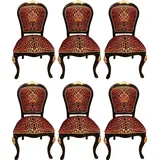 Pompöös by Casa Padrino Luxus Barock Esszimmerstühle Krone mit Glitzersteinen Leopard / Schwarz / Gold - Esszimmer Set - 6 Pompööse Barock Stühle designed by Harald Glööckler