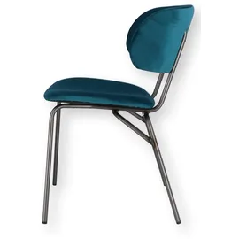 JAN KURTZ Stuhl Giulia mit Samtbezug, Retro Chic Design, türkis, gepolstert und elegantes Metallgestell