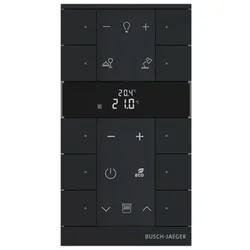 Busch-Jaeger Raumtemperaturregler, Unterputz, Bussystem LON, Bussystem Powernet, free@home, schwarz, matt, Bedienelement, Mit Vor-Ort Bedienung, Mit Display, Manue