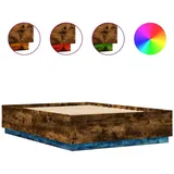 vidaXL Bettgestell mit LED Räuchereiche 160x200 cm Holzwerkstoff