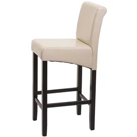 Mendler Barhocker HWC-C33, Barstuhl Tresenhocker, Holz FSC®-zertifiziert ~ creme, dunkle Beine, Kunstleder