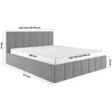 FEDVE Polsterbett Doppelbett Pesaro Bett Bettkasten 140x200 cm Schwarz - Schwarz