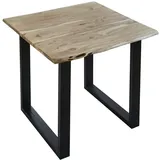 sam möbel gmbh Esstisch Baumkante massiv Akazie natur 80 x 80 schwarz U-Gestell LUBIN - Schwarz
