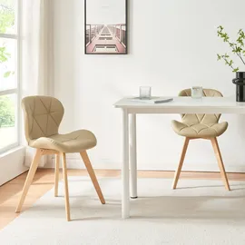 [en.casa] Esszimmerstuhl Älmhult Kunstleder beige 6er Set