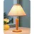 EDISHINE Tischlampe aus Holz, LED Nachttischlampe mit Lampenschirm aus Leinen, E27 Fassung, 2700k Vintage Tischleuchte für Wohnzimmer, Schlafzimmer & Büro, inkl. 4W Leuchtmittel, 34cm
