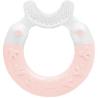 MAM Beißring Bite & Brush, Baby Zahnungshilfe beruhigt das Zahnfleisch, unterstützt die Zahnpflege mit extra-weichen Borsten, ab 3+ Monate, rosa, 1 Stück (1er Pack)