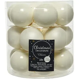 Kaemingk Weihnachtsbaumkugeln Glas 4 cm wollweiß 18 Stück
