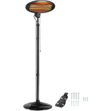 Tectake Infrarotheizstrahler Solaria Monolith 2000W höhenverstellbar - schwarz - Schwarz