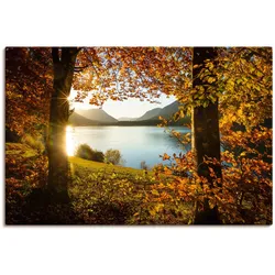 Wandbild ARTLAND "Herbst am Sylvensteinsee", orange (farbe bild(er): orange), B:90cm H:60cm, Bilder, als Alubild, Outdoorbild, Leinwandbild, Poster in verschied. Größen