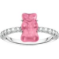 Thomas Sabo Fingerring »THOMAS SABO x HARIBO Schmuck: Ring mit Goldbär«, mit Kristallglas, Zirkonia (synth.) THOMAS SABO silberfarben-pink-kristallweiß + pink-kristallweiß