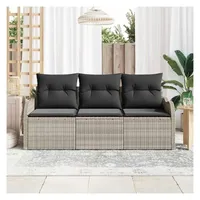 vidaXL Garten-Sofa-Set 3-tlg. hellgrau Polyrattan
