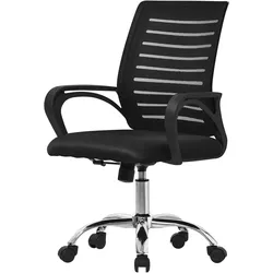 ML-Design Ergonomischer Bürostuhl mit Armlehnen Netzgewebe Schwarz mit Rollen