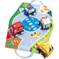 HaPe Plüschauto-Set mit Rückziehmotor, bestehend aus Feuerwehrauto, Polizeiauto, Krankenwagen