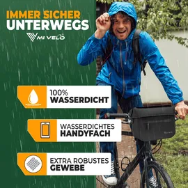 MIVELO Lenkertasche Fahrrad KLICKfix 100% wasserdicht - Fahrradtasche Lenker - abnehmbares Handyfach - Lenkertasche - Tasche Lenker - E-Bike tauglich (Grau)