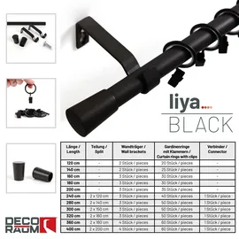 deco-raum Gardinenstange 1-lauf Wandmontage Kegel 320cm