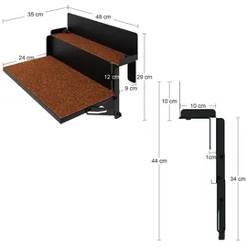 letti moderni Balkontisch – LEVIRA – Modell 48 – Metall – Schwarz – 48x35x29 cm