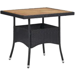 vidaXL 3-tlg. Garten-Essgruppe Schwarz Poly Rattan und Akazienholz