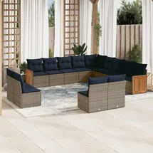 vidaXL Gartensofa-Set 13-tlg. grau Polyrattan