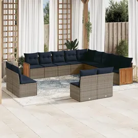 vidaXL Gartensofa-Set 13-tlg. grau Polyrattan