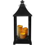INDA-EXCLUSIV Laterne Kunststoff 24x24x59 cm inkl. 3 LED-Kerzen schwarz