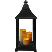 INDA-EXCLUSIV Laterne Kunststoff 24x24x59 cm inkl. 3 LED-Kerzen schwarz