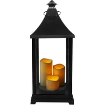 INDA-EXCLUSIV Laterne Kunststoff 24x24x59 cm inkl. 3 LED-Kerzen schwarz