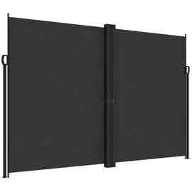 vidaXL Seitenmarkise 220 x 600 cm Schwarz Polyester