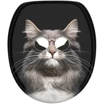 Sanilo WC Sitz Cool Cat, Hochwertiger und Stabiler Toilettendeckel aus Holz