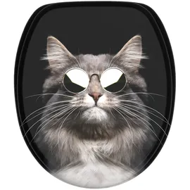 Sanilo WC Sitz Cool Cat, Hochwertiger und Stabiler Toilettendeckel aus Holz