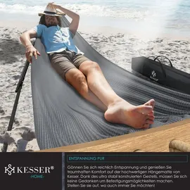 Kesser KESSER® Hängematte Vill mit Gestell Metall Faltbar verstellbar Stabiler Rahmen Indoor & Outdoor Mit Tragetasche + Beutel Hängesessel Hängemattengestell Camping Garten Pool Balkon Terrasse