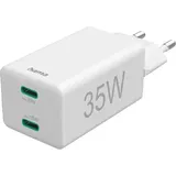 Hama Schnellladegerät, 2x USB-C, PD/Qualcomm®, Mini-Ladegerät, 35W weiß
