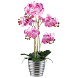 Kunstblume Orchidee im Keramiktopf silber 15x13cm, Creativ green rosa