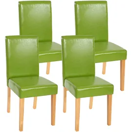 MCW 4er-Set Esszimmerstuhl Stuhl Küchenstuhl Littau Kunstleder, grün, helle Beine
